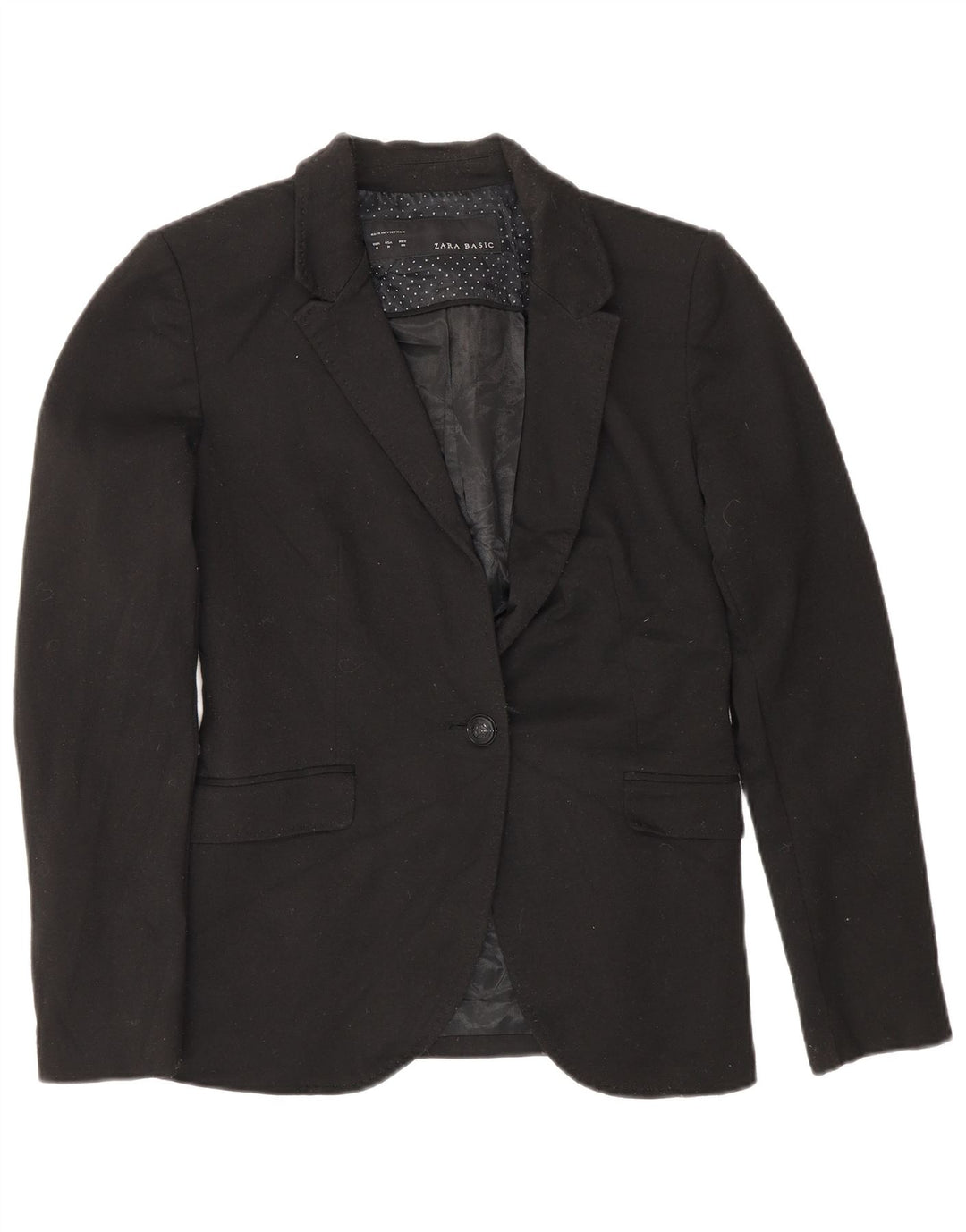 Blazer pentru femei Zara cu 1 nasture UK 12 Poliester mediu negru