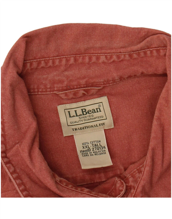 Cămașă L.L.BEAN pentru bărbați, înaltă, tradițională, bumbac roșu 2XL