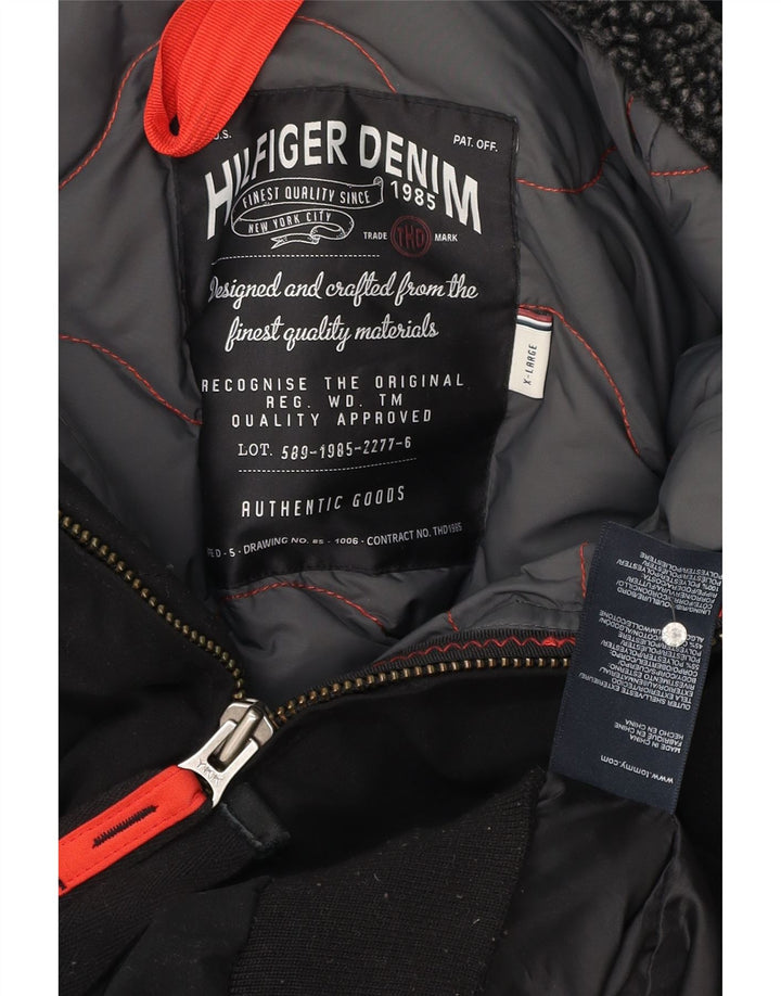 Jachetă bomber cu glugă Tommy Hilfiger Denizen pentru bărbați UK 42 XL Poliester negru