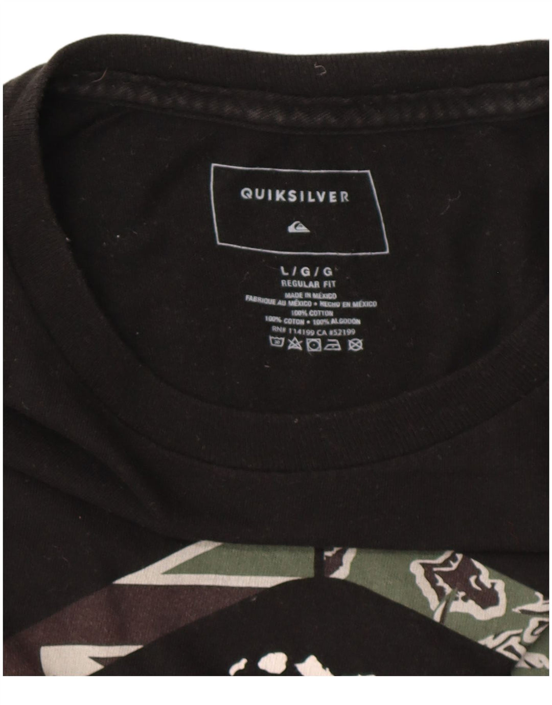 QUIKSILVER Tricou grafic Hawaii Regular Fit pentru bărbați Top mare din bumbac negru