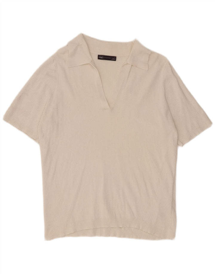 Tricou polo pentru femei Marks & Spencer UK 14, mare, alb, bumbac