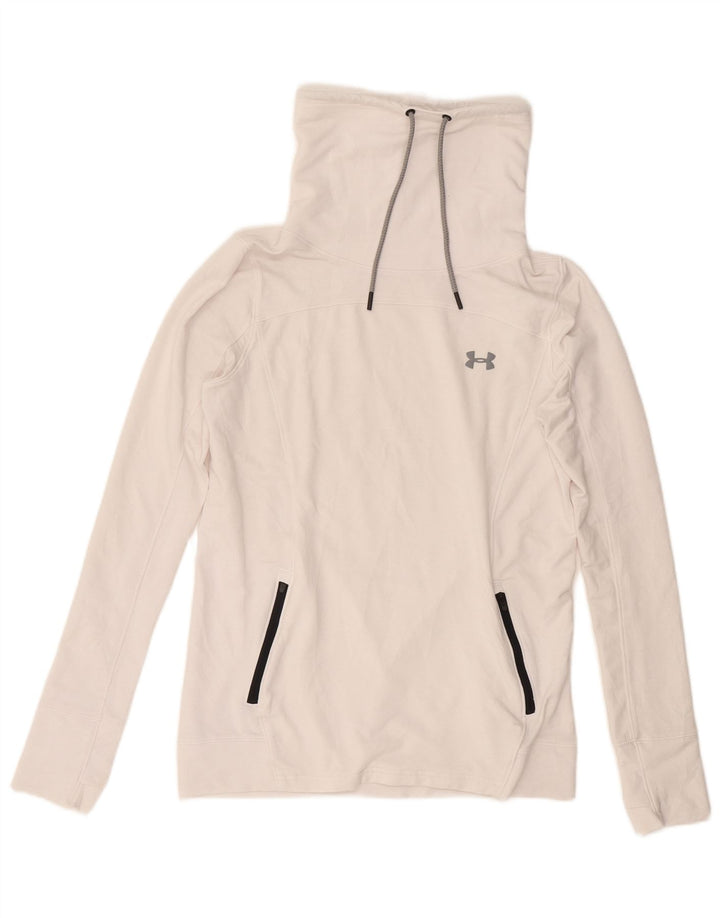 UNDER ARMOUR Womens Roll Neck Sweatshirt Jumper UK 14 Medium White