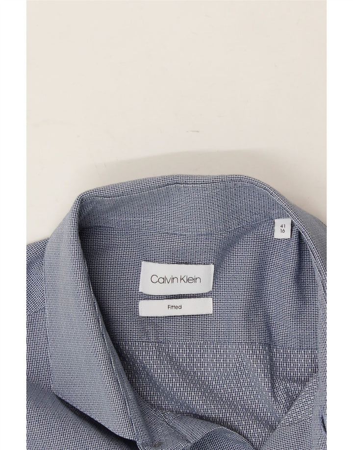 CALVIN KLEIN Mens Abstract Pattern Shirt Size 16 41 Large Blue Cotton Vintage Calvin Klein and Second-Hand Calvin Klein from Messina Hembry 