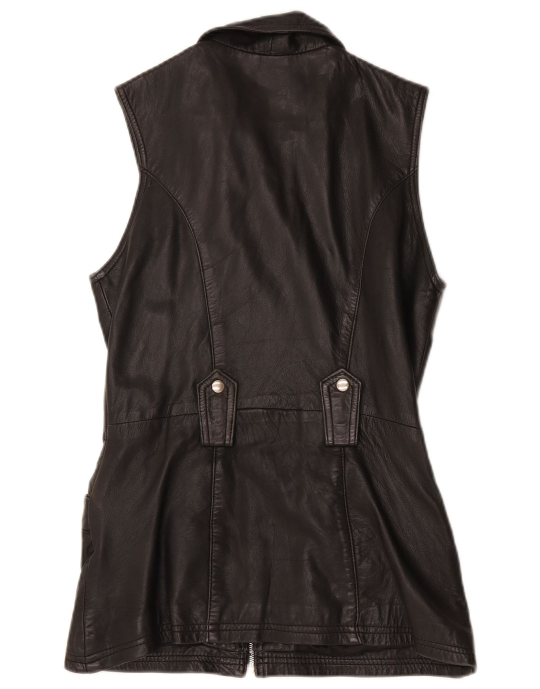 Gilet din piele vintage pentru femei UK 12 Medium Black