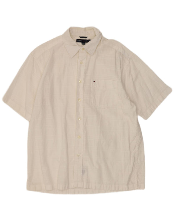 Tommy Hilfiger Mens Short Sleeve Shirt Medium White Check Cotton