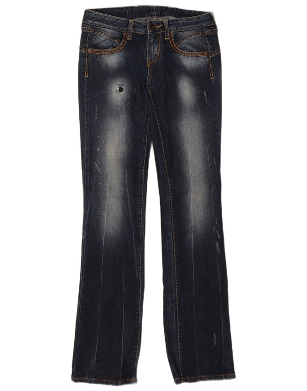 Blugi Benetton pentru femei Distressed Bootcut W26 L31 bleumarin