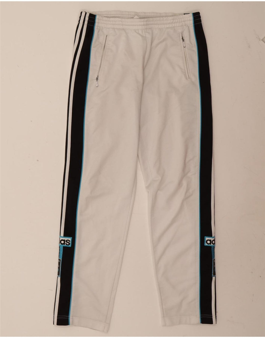 Pantaloni de trening grafic pentru bărbați Adidas, alb mediu, poliester color bloc