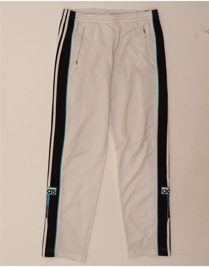 Pantaloni de trening grafic pentru bărbați Adidas, alb mediu, poliester color bloc