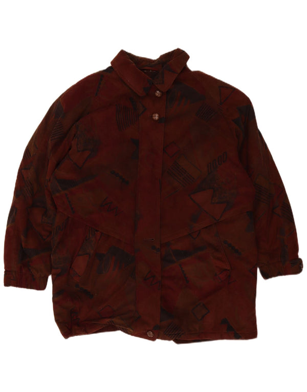 Jachetă vintage pentru femei UK 20 2XL Bordeaux Geometric