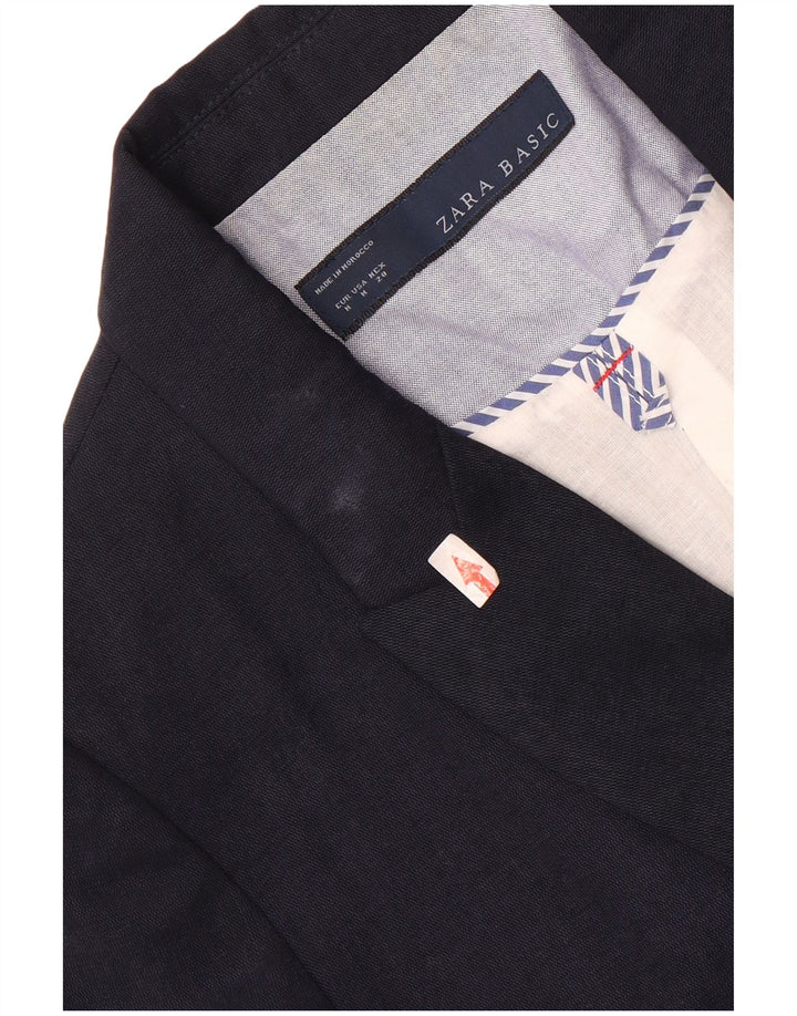Jachetă Blazer pentru femei Zara, cu două pieptări, UK 12 Medium Bleumarin Lyocell