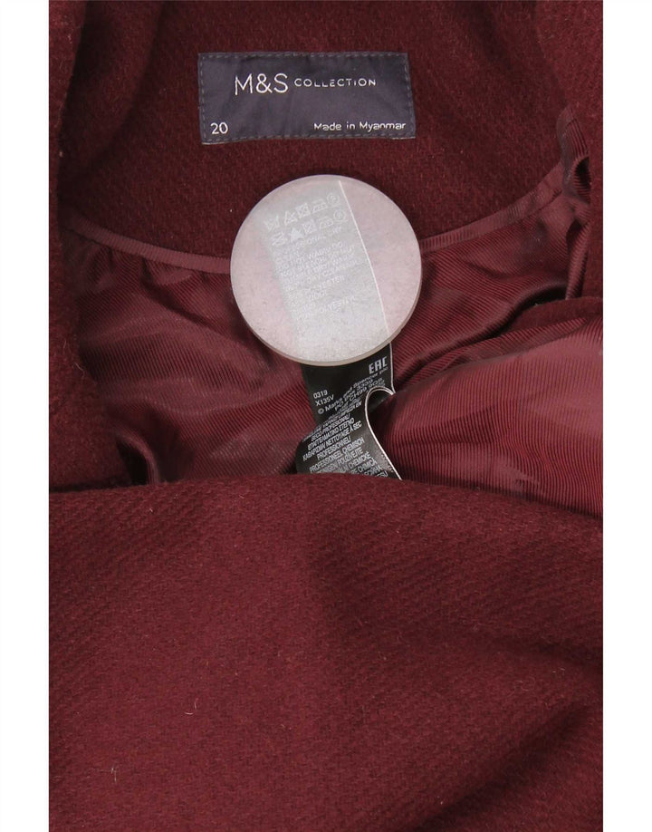 Marks & Spencer Palton dublu pentru femei UK 20 2XL Bordeaux Poliester