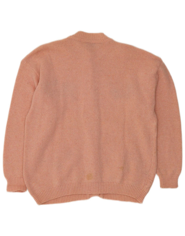 Pulover cardigan pentru femei VINTAGE UK 16 mare, roz, lână florală