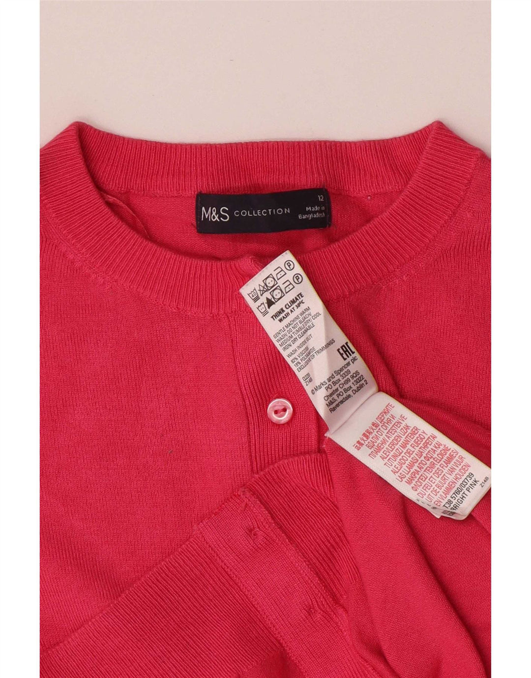 Pulover pentru femei Marks & Spencer Crop Cardigan UK 12 Medium Pink Viscose