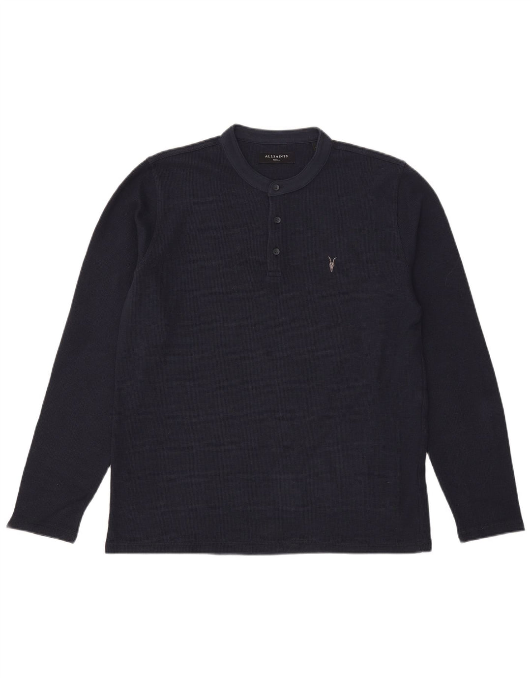 All Saints Top pentru bărbați cu mânecă lungă, mic, bleumarin, bumbac