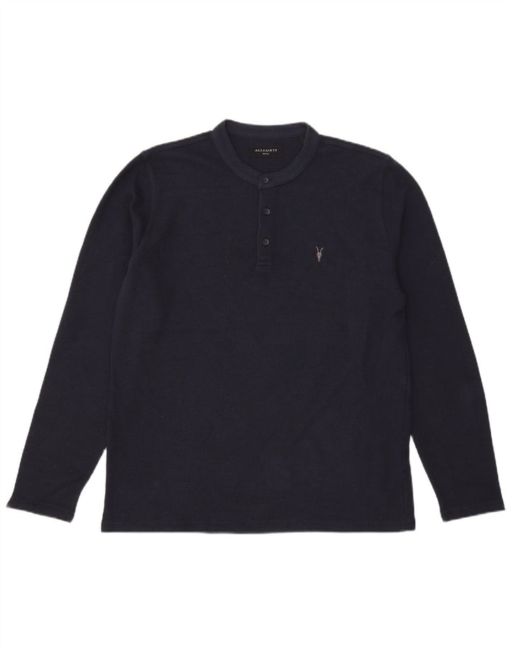All Saints Top pentru bărbați cu mânecă lungă, mic, bleumarin, bumbac