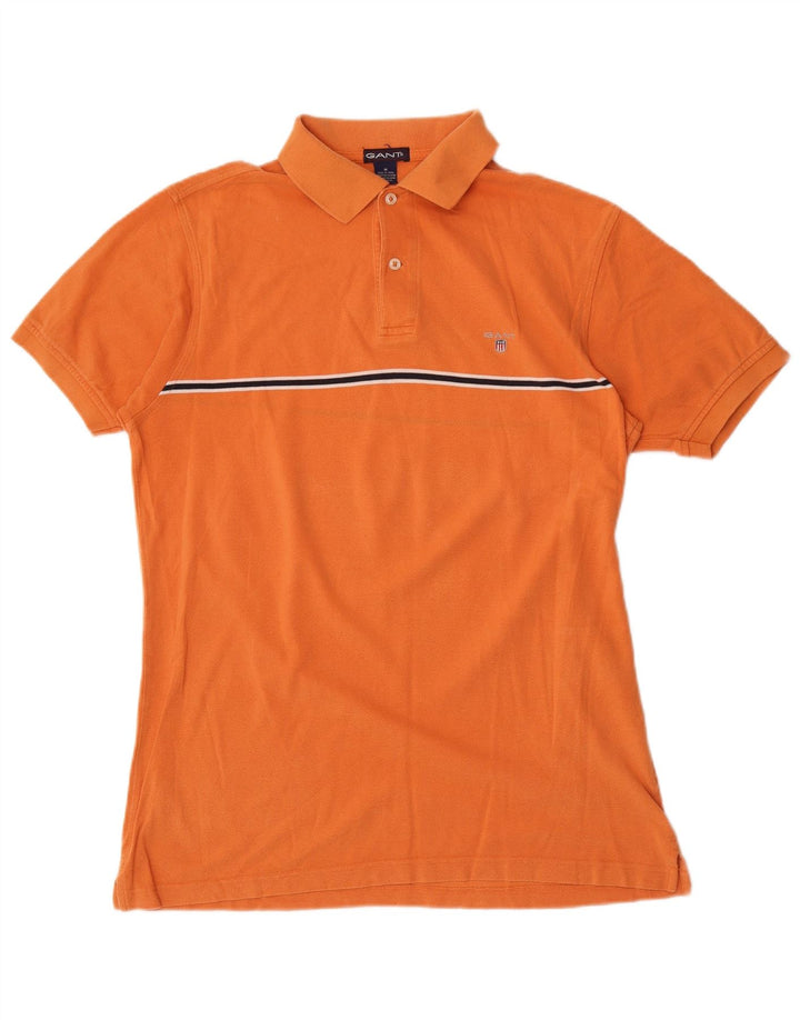 Tricou polo pentru bărbați Gant, bumbac cu dungi portocaliu mediu