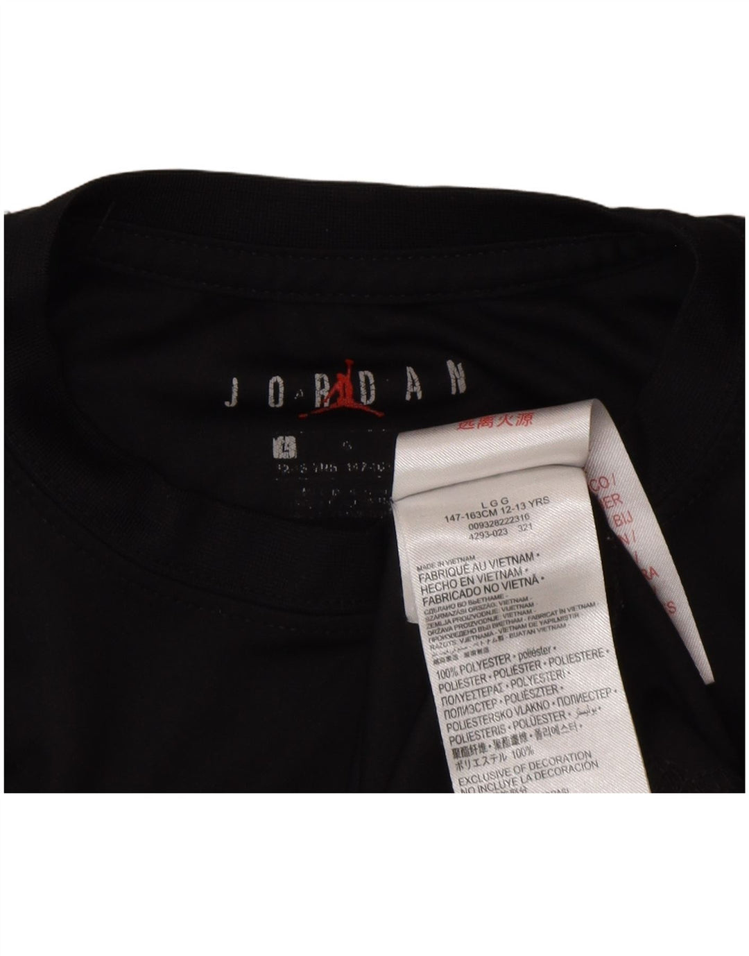 Tricou grafic Dri Fit Jordan pentru băieți Top 12-13 ani Poliester negru mare