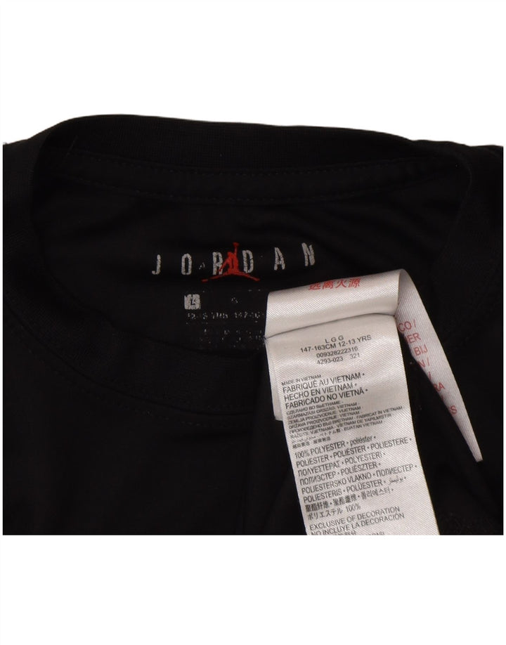 Tricou grafic Dri Fit Jordan pentru băieți Top 12-13 ani Poliester negru mare