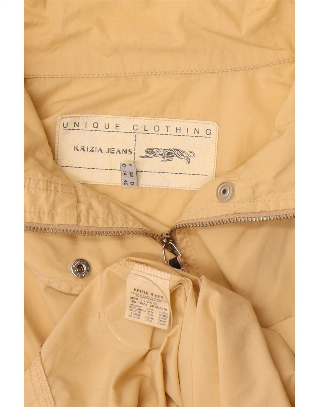 Krizia Jeans Jachetă utilitare supradimensionată pentru femei UK 14, bumbac galben mare