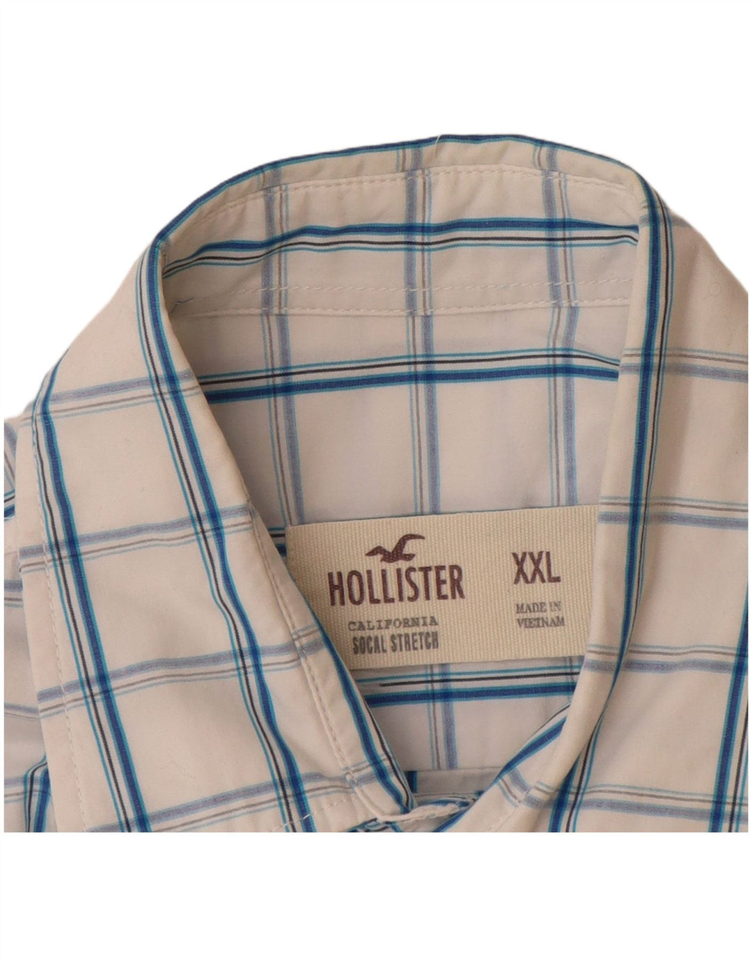 Cămașă cu mânecă scurtă pentru băieți HOLLISTER 15-16 ani 2XL, alb, carouri