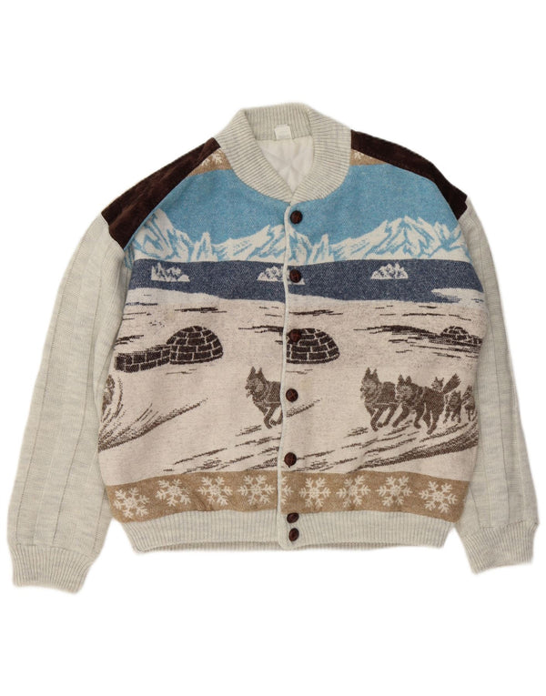 Pulover cardigan grafic pentru bărbați VINTAGE IT 48/50 mediu multicolor