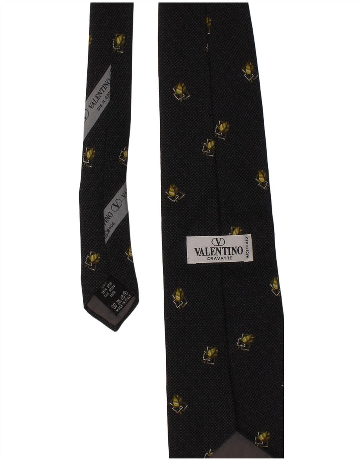 Cravată Cravate pentru bărbați Valentino, mărime unică, neagră, de designer de mătase florală