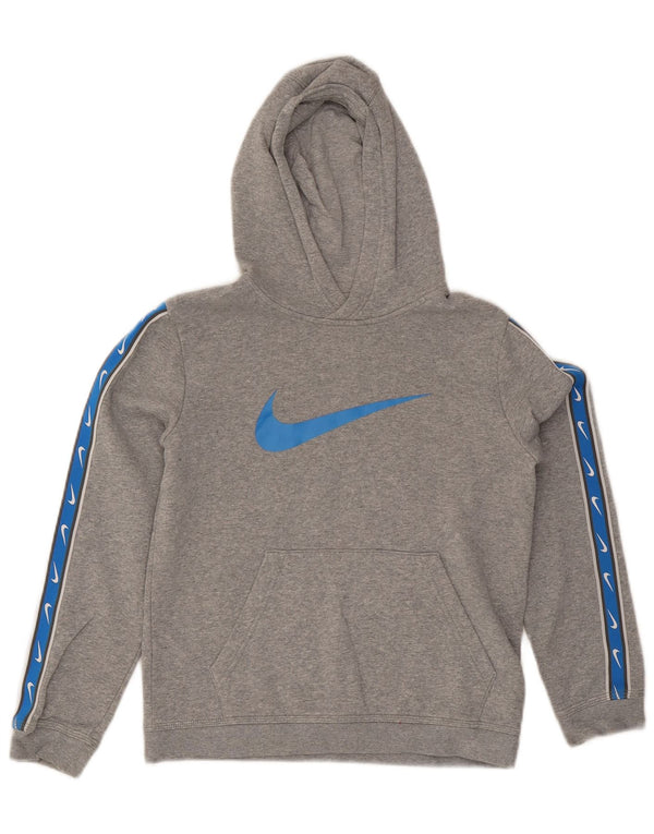 Pulover Nike pentru băieți cu capota cu grafică, 12-13 ani, mare, gri, bumbac color bloc