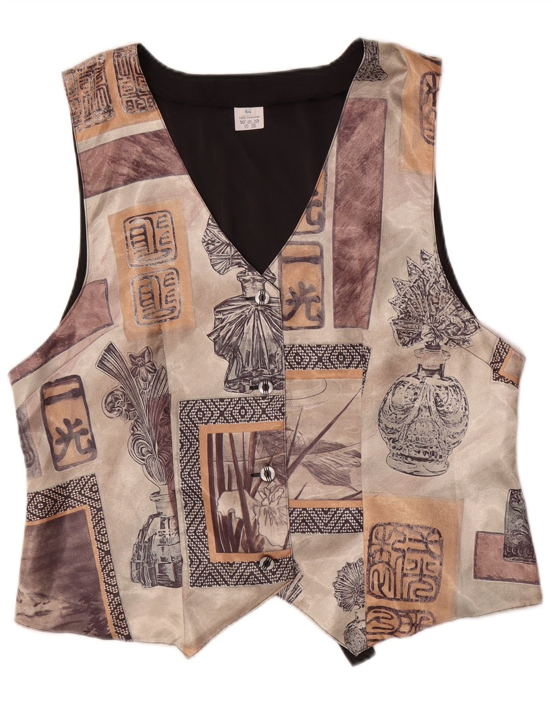 Vestă pentru femei VINTAGE cu model abstract EU 44 Poliester maro mare