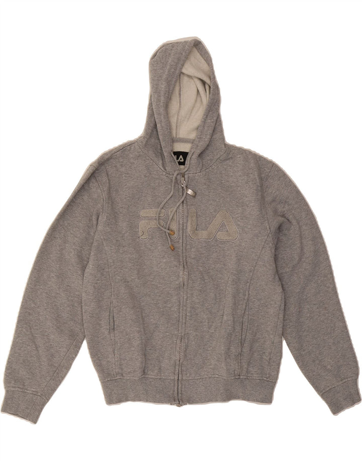 FILA Womens Oversized Graphic Zip Hoodie Sweater UK 10 Small Grey Vintage Fila and Second-Hand Fila from Messina Hembry 