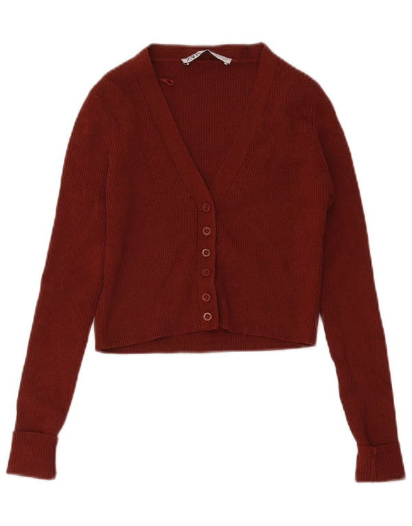 Pulover cardigan pentru femei Zara UK 4 XS maro viscoză