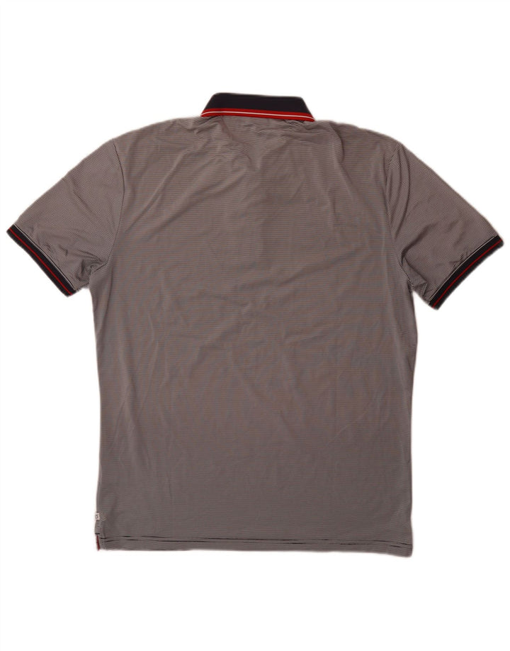 Cămașă polo Calvin Klein pentru bărbați, gri mediu, poliester cu dungi