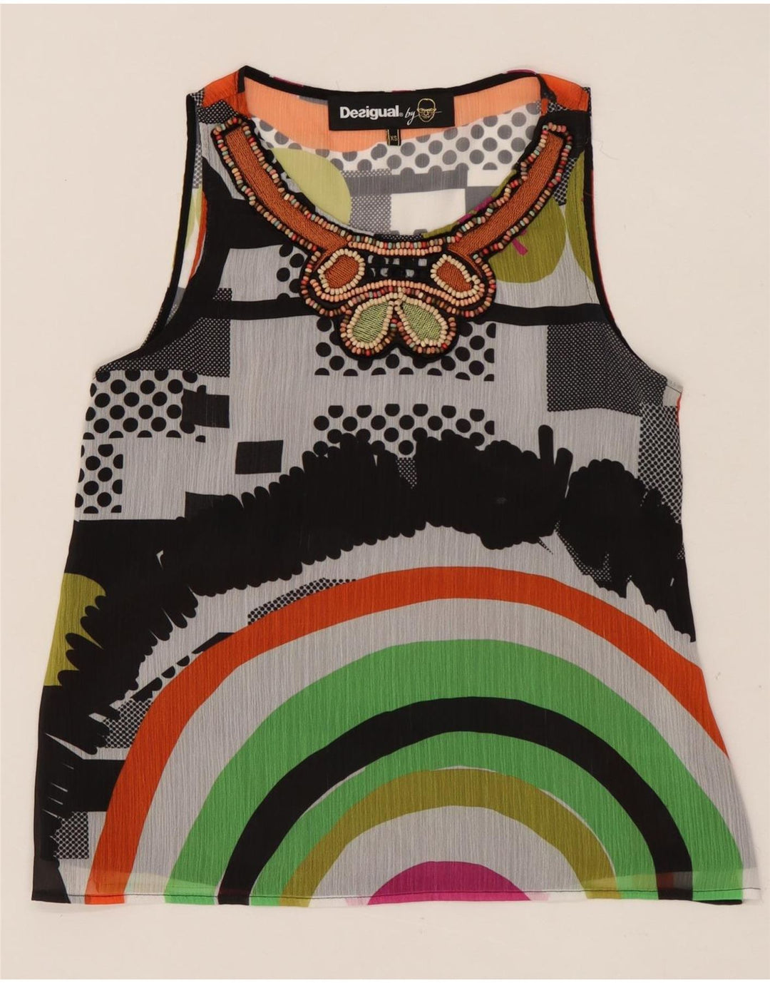 DESIGUAL Bluză cu grafică pentru femei UK 6 XS Multicolor Geometric