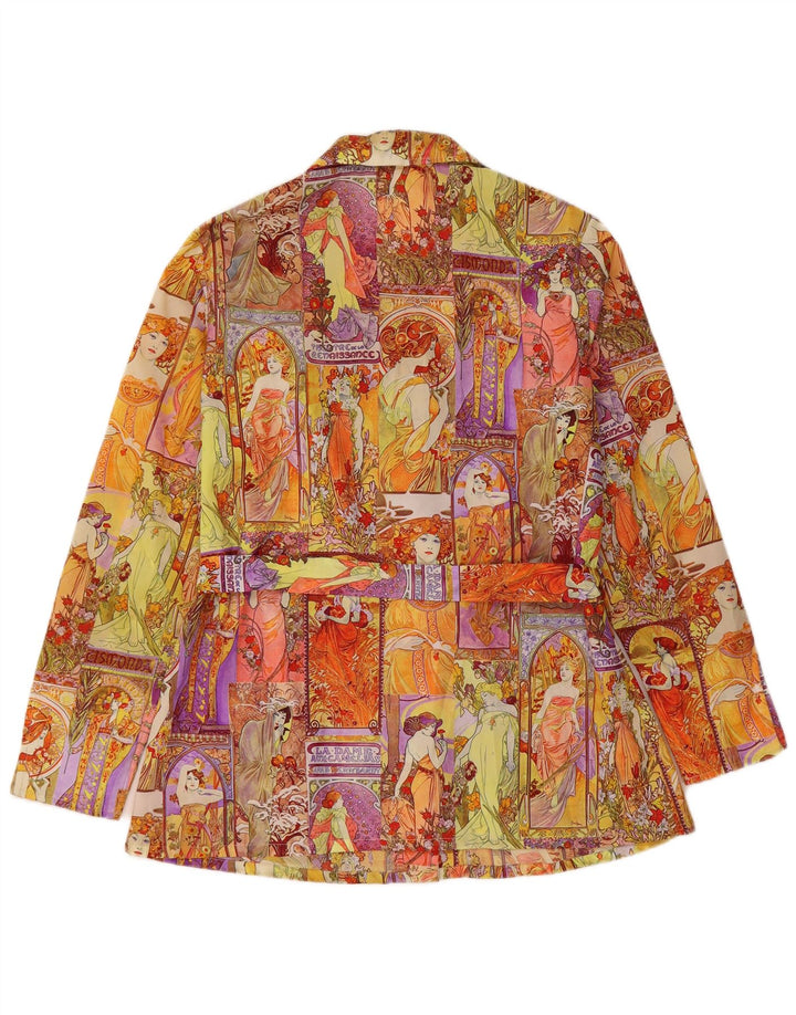 VINTAGE Jachetă cu 4 nasturi cu grafică pentru femei IT 44 Medium Multicolor