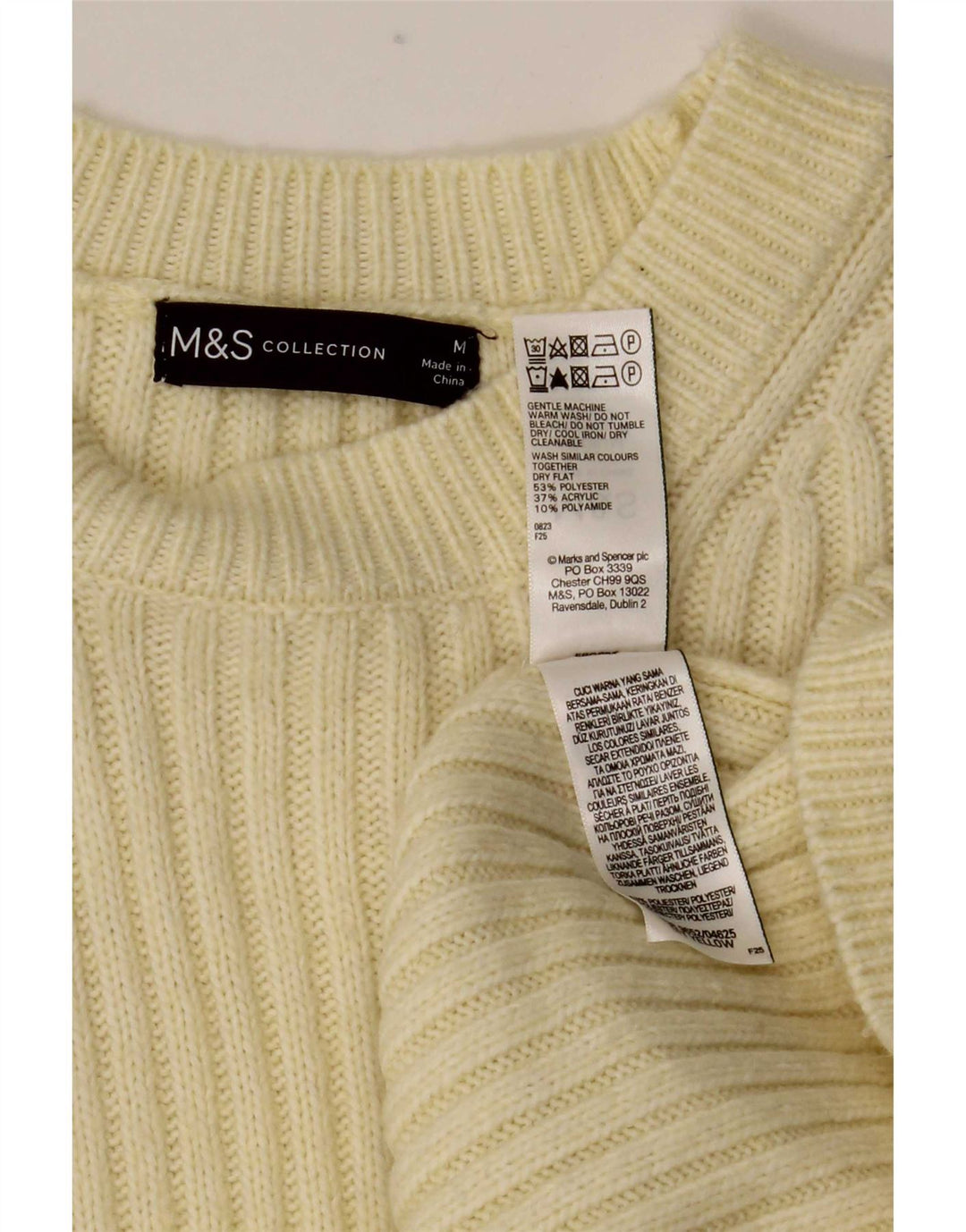 Pulover pentru femei Marks & Spencer cu decolteu triplu UK 14 Galben mediu