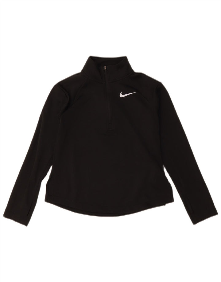 Trening pentru fete Dri Fit Zip Neck Pullover Top 8-9 ani Mic Negru