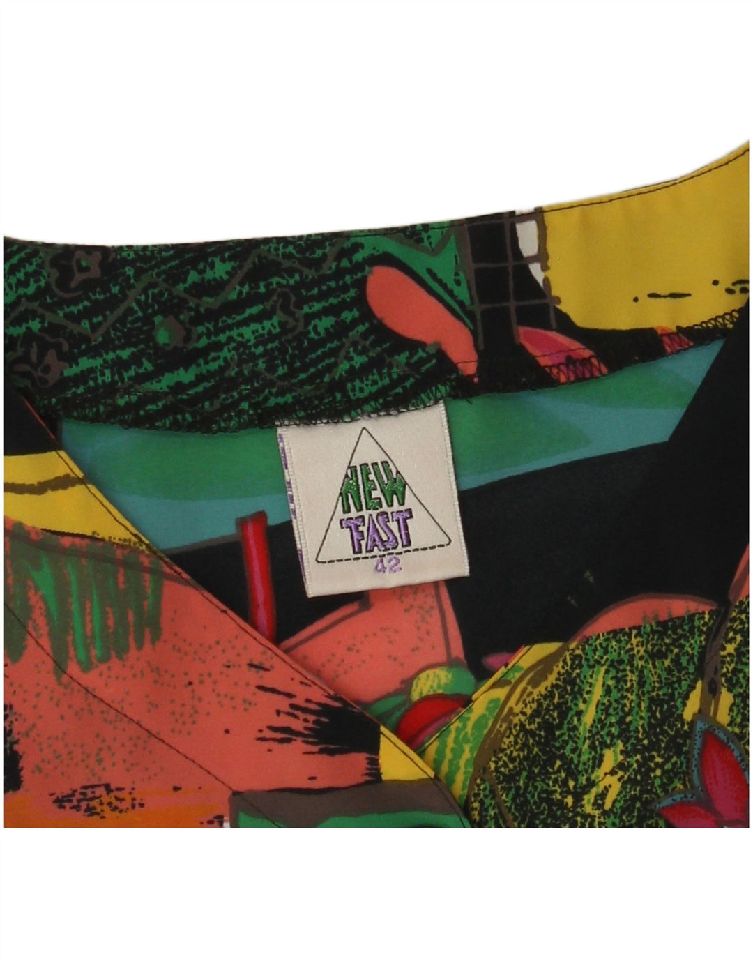 NOU FAST Top bluză cu model abstract pentru femei EU 42 Poliester negru mare