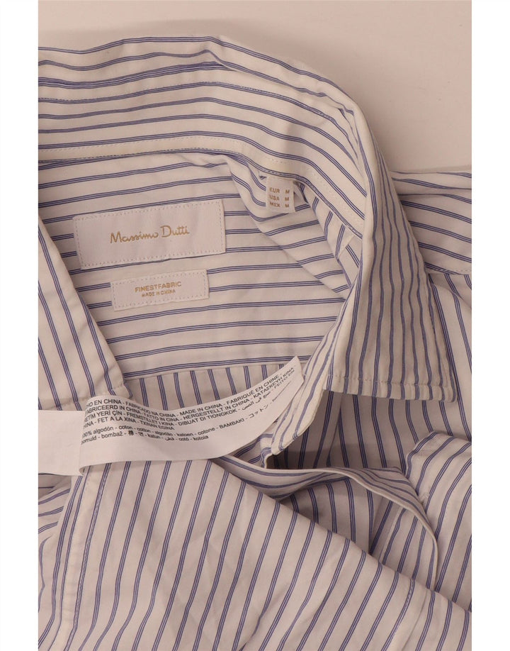 Cămașă Massimo Dutti pentru bărbați, bumbac cu dungi alb medii