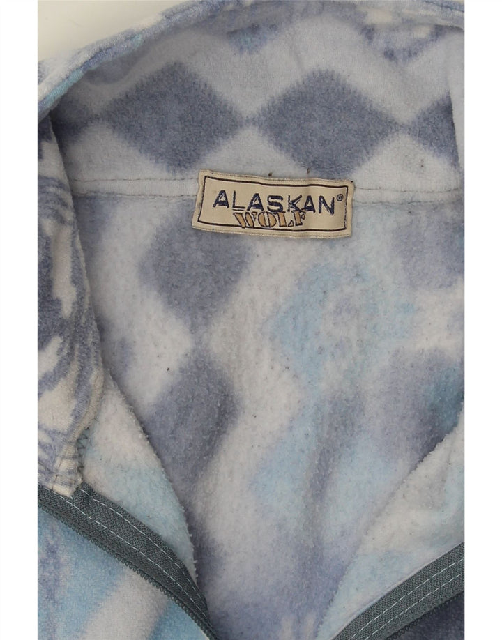 VINTAGE Womens Fleece Jacket UK 16 Large Blue Fair Isle Vintage Vintage and Second-Hand Vintage from Messina Hembry 