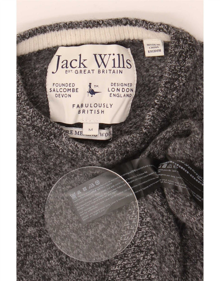 Pulover Jack Wills pentru femei cu decolteu triplu UK 12 Medium Gri Pete