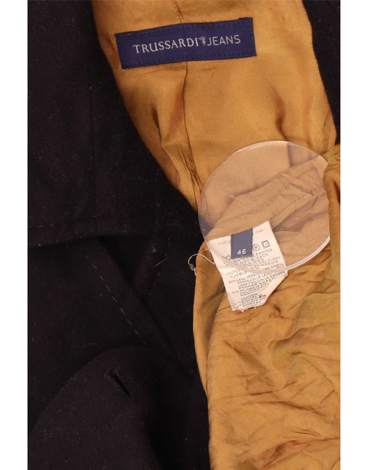 Jachetă Blazer pentru femei Trussardi Jeans cu 4 nasturi IT 46 Lână mare albastru bleumarin