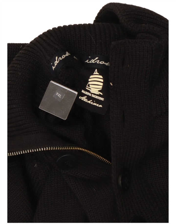 Marina Yachting Pulover pentru bărbați cu gât cu nasturi, 2XL, lână neagră