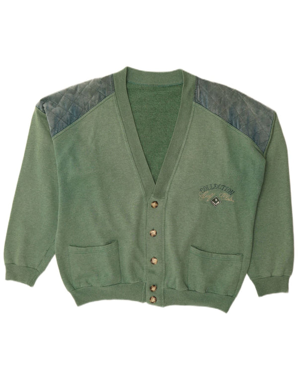 Pulover Cardigan Vintage pentru bărbați XL, verde, bumbac color bloc