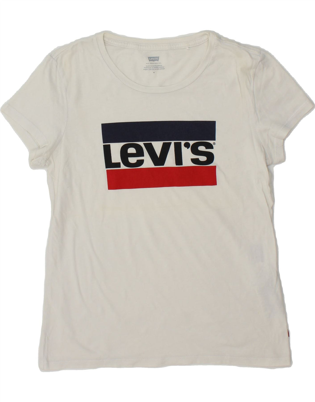 LEVI'S Womens Graphic T-Shirt Top UK 12 Medium White Cotton Vintage Levi's and Second-Hand Levi's from Messina Hembry 