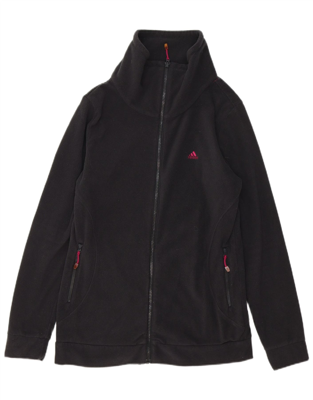 ADIDAS Womens Climawarm Fleece Jacket UK 16 Large Black Polyester