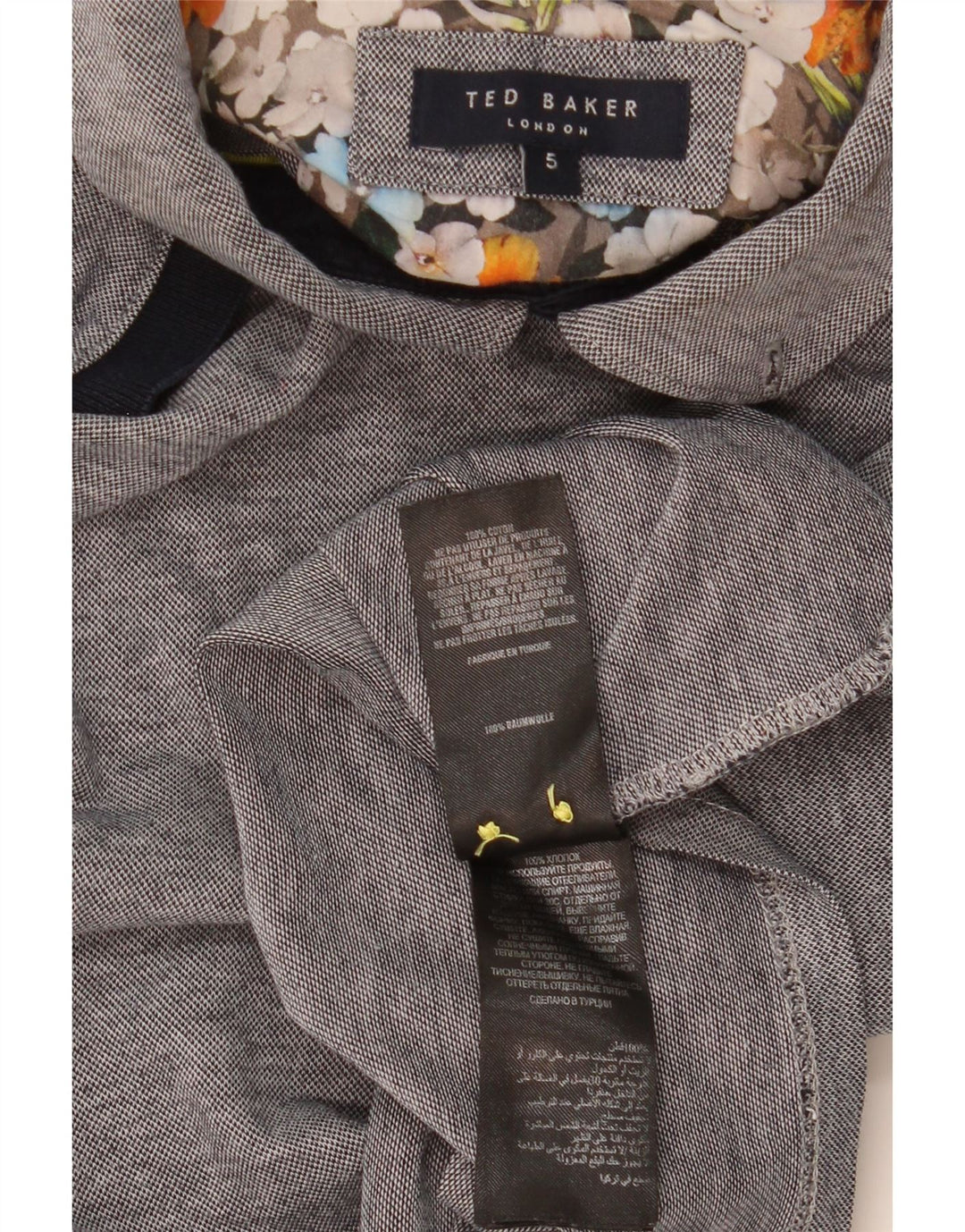 Tricou polo pentru bărbați TED BAKER Mărimea 5 XL bumbac gri