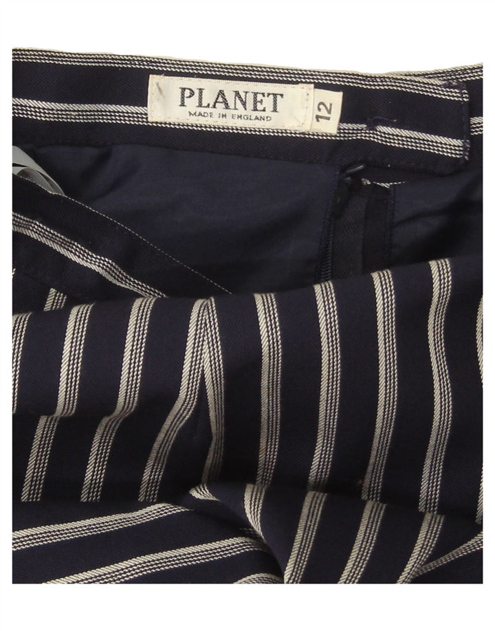 PLANET Womens A-Line Skirt UK 12 Medium W28  Navy Blue Striped Vintage Planet and Second-Hand Planet from Messina Hembry 