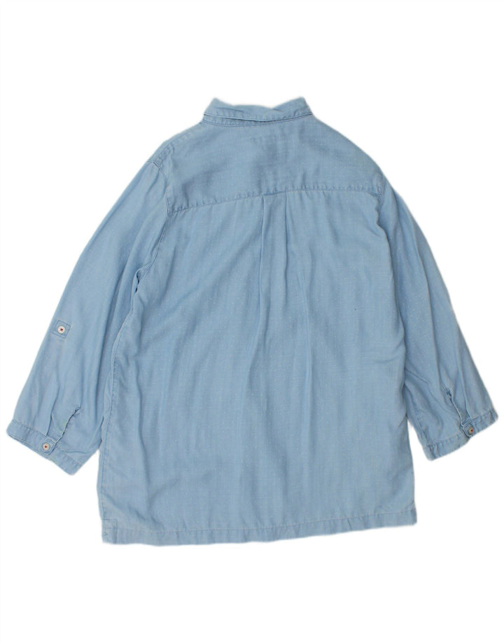 LAURA ASHLEY Womens Pullover Shirt UK 12 Medium Blue Spotted Cotton