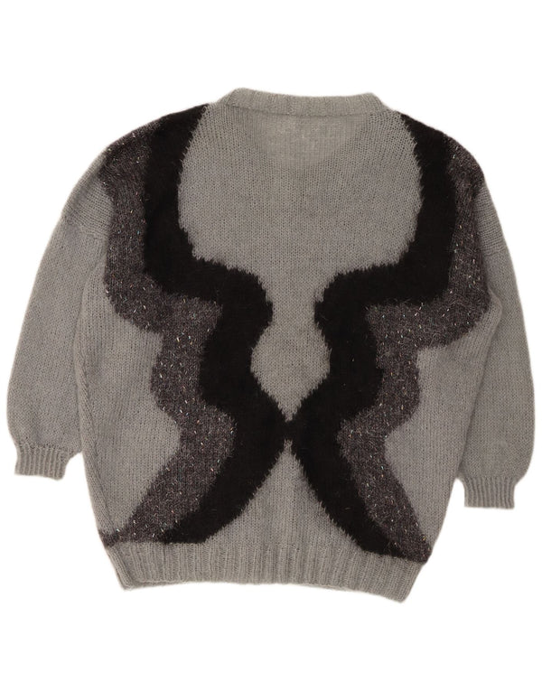 Pulover cardigan pentru femei VINTAGE UK 20 2XL Gri Colorblock