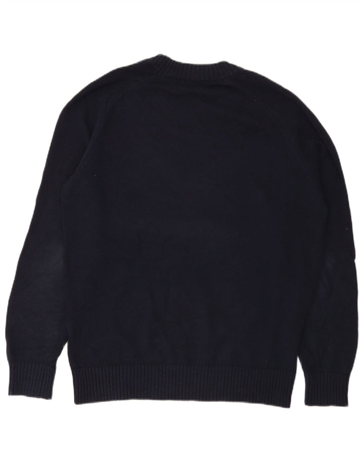 Pulover Massimo Dutti pentru bărbați cu gât crew, albastru bleumarin mediu