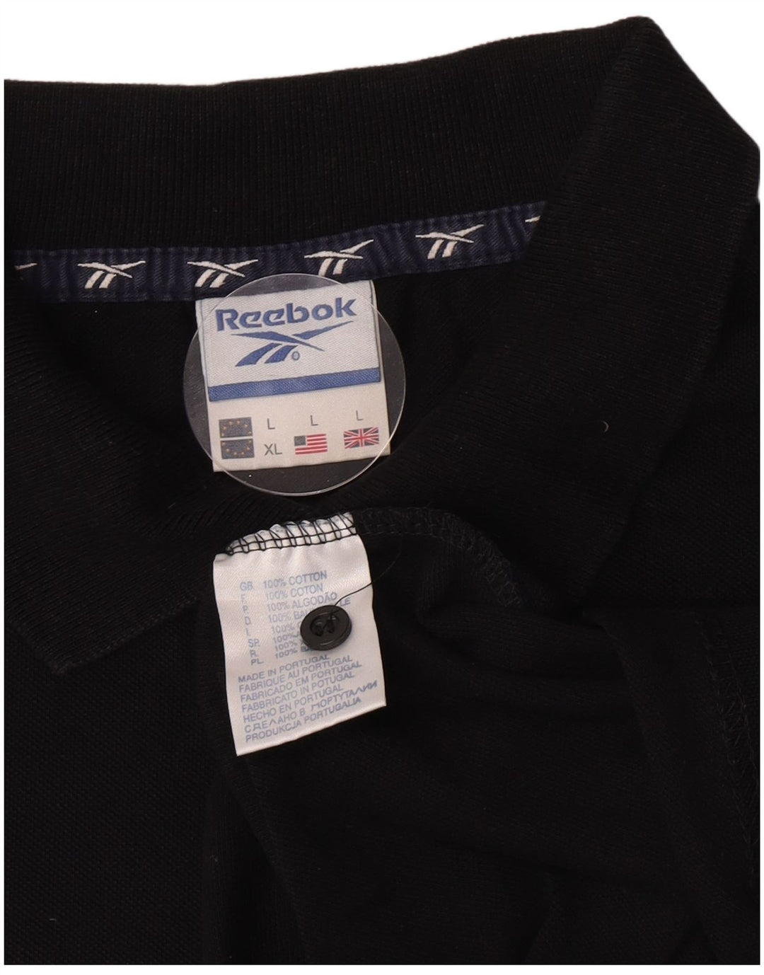 Tricou polo Reebok pentru bărbați, mare, negru, bumbac